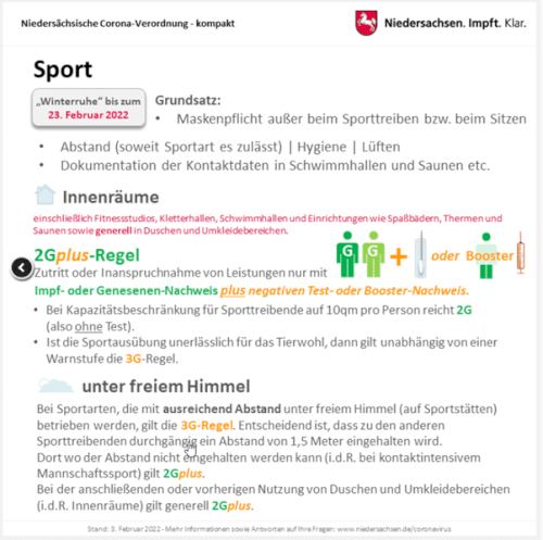 Niedersächsische Corona Verordnung für den Sport