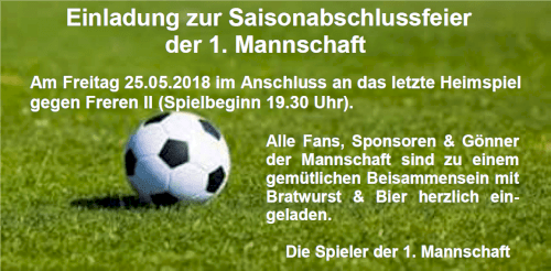 Saisonabschlussfeier der I. Fußballmannschaft