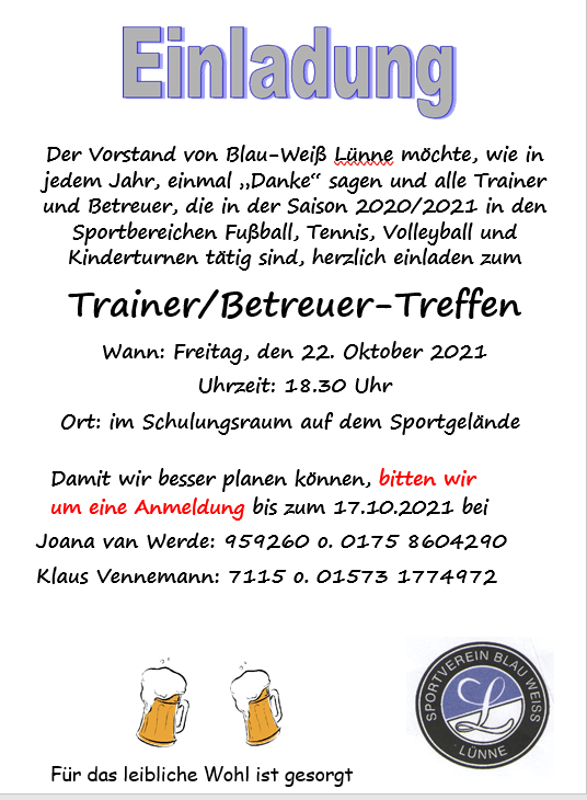 Trainer/Betreuer-Treffen 2021