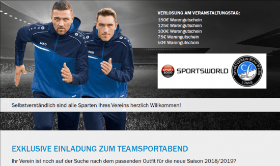 EXKLUSIVE EINLADUNG ZUM TEAMSPORTABEND